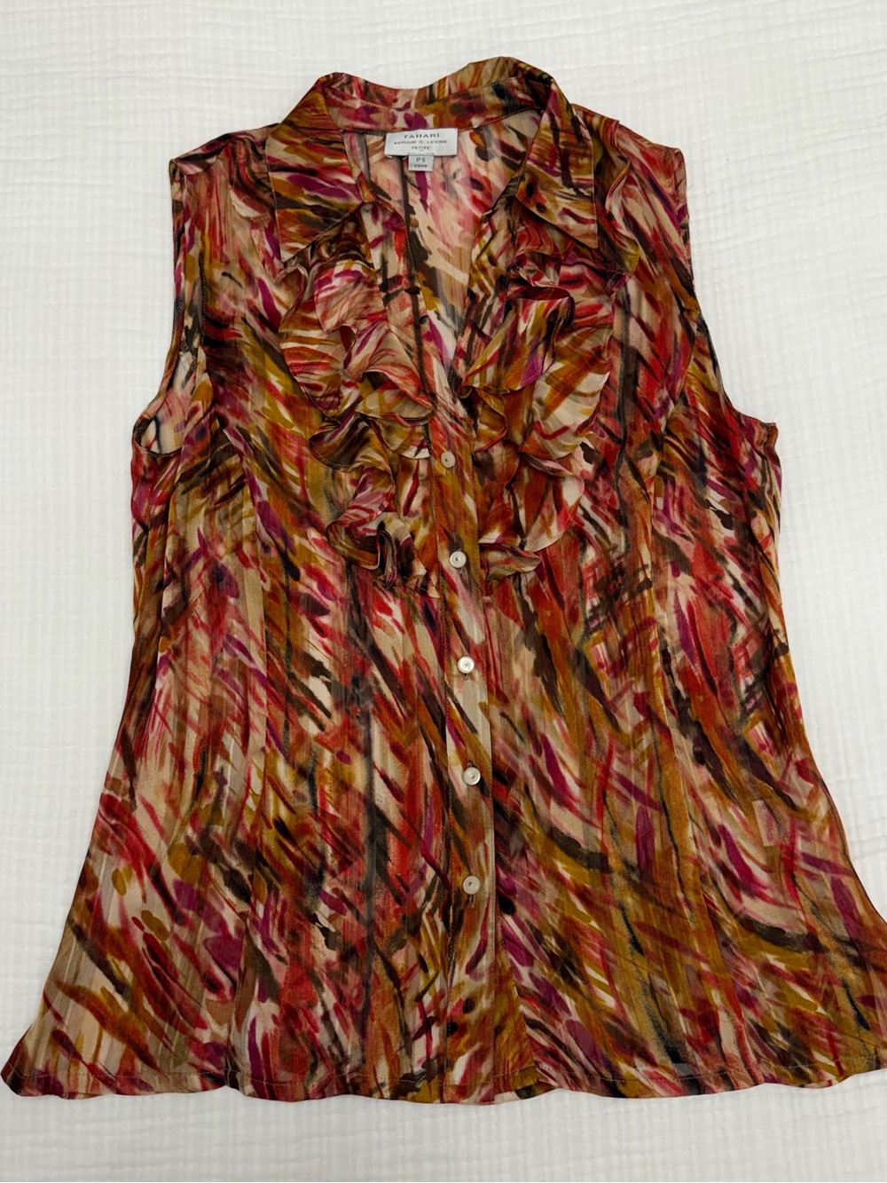 tahari arthur s. levine petite ruffle print blouse
